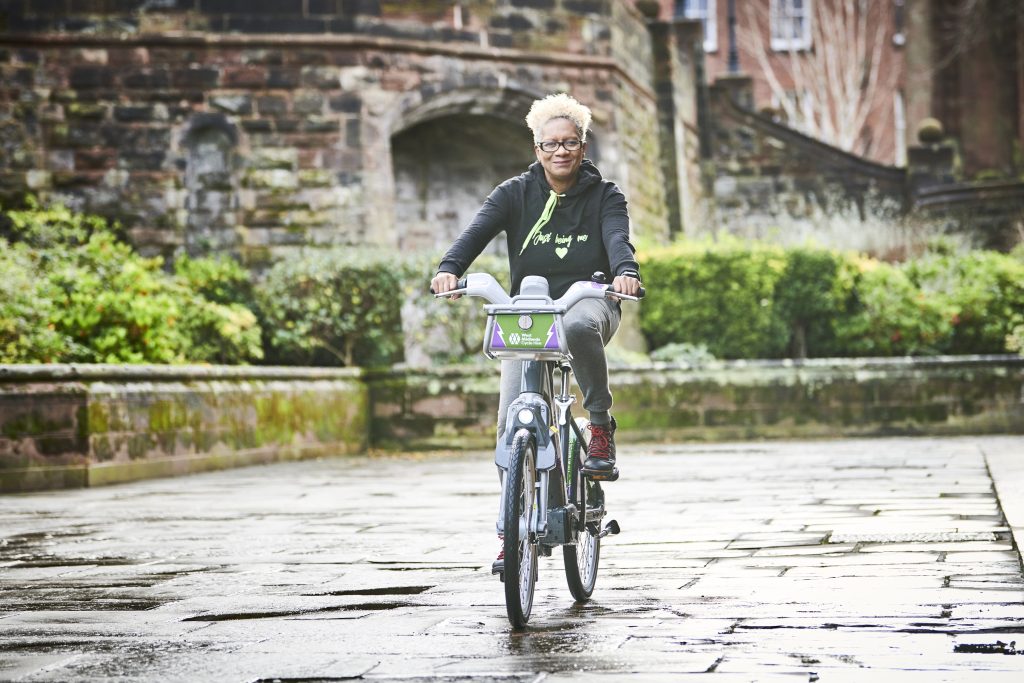 Michelle riding eBike